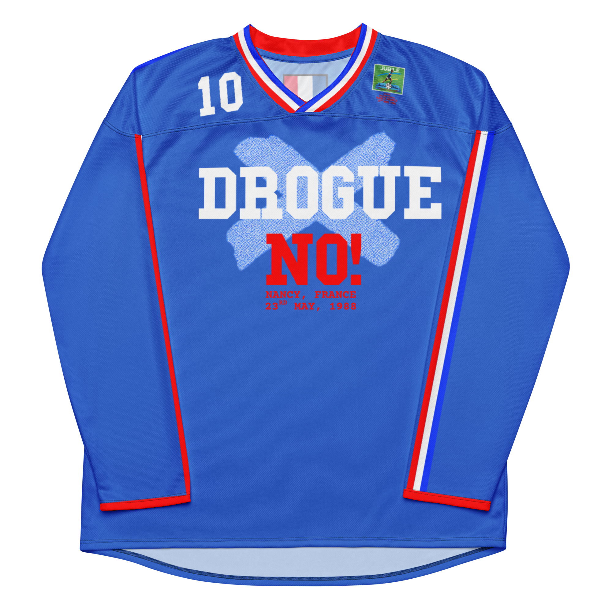 France 'No Drug' 1988 Long Sleeve Jersey