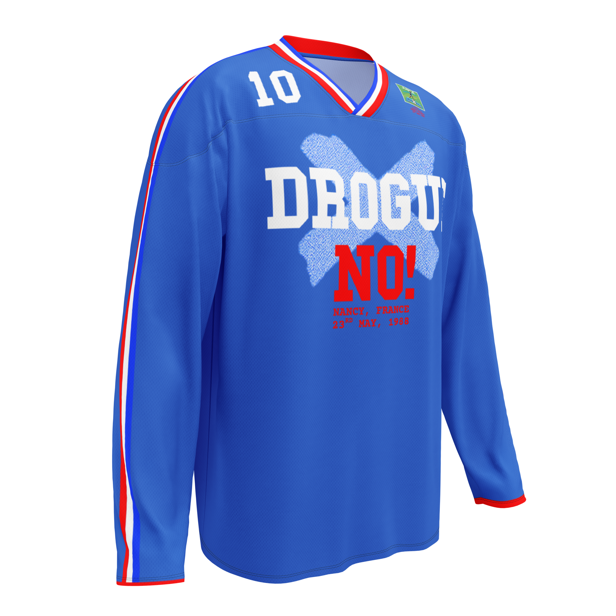 France 'No Drug' 1988 Long Sleeve Jersey