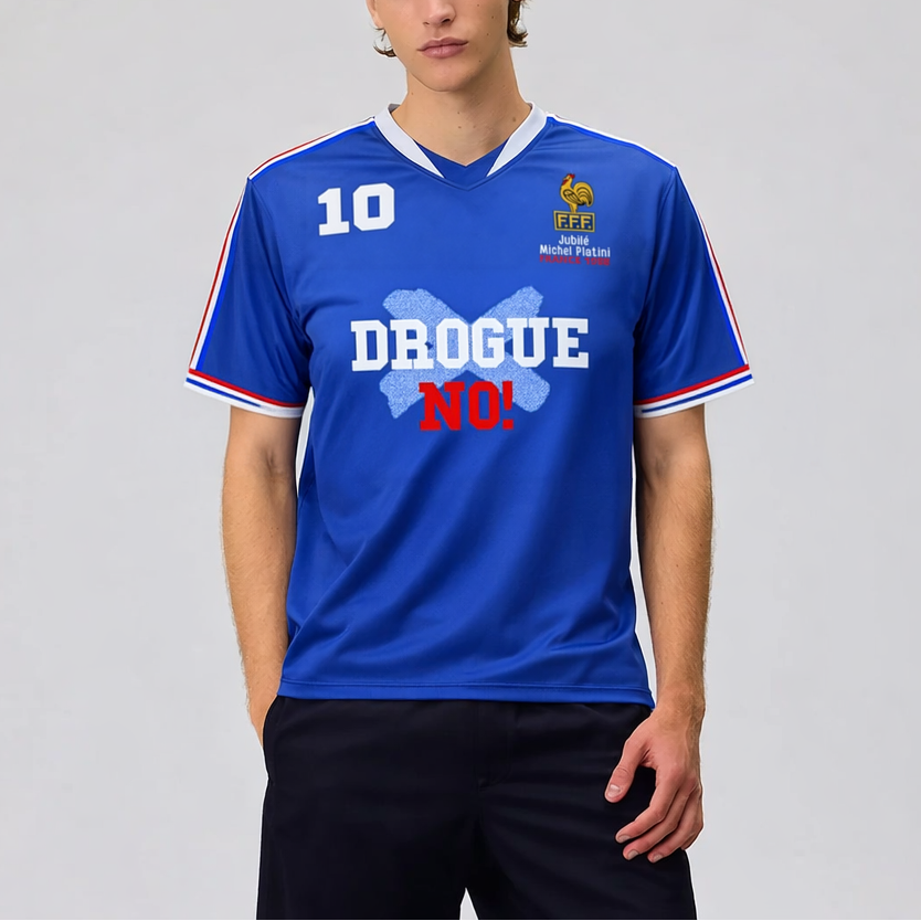 France 1988 'No Drug' Soccer Jersey
