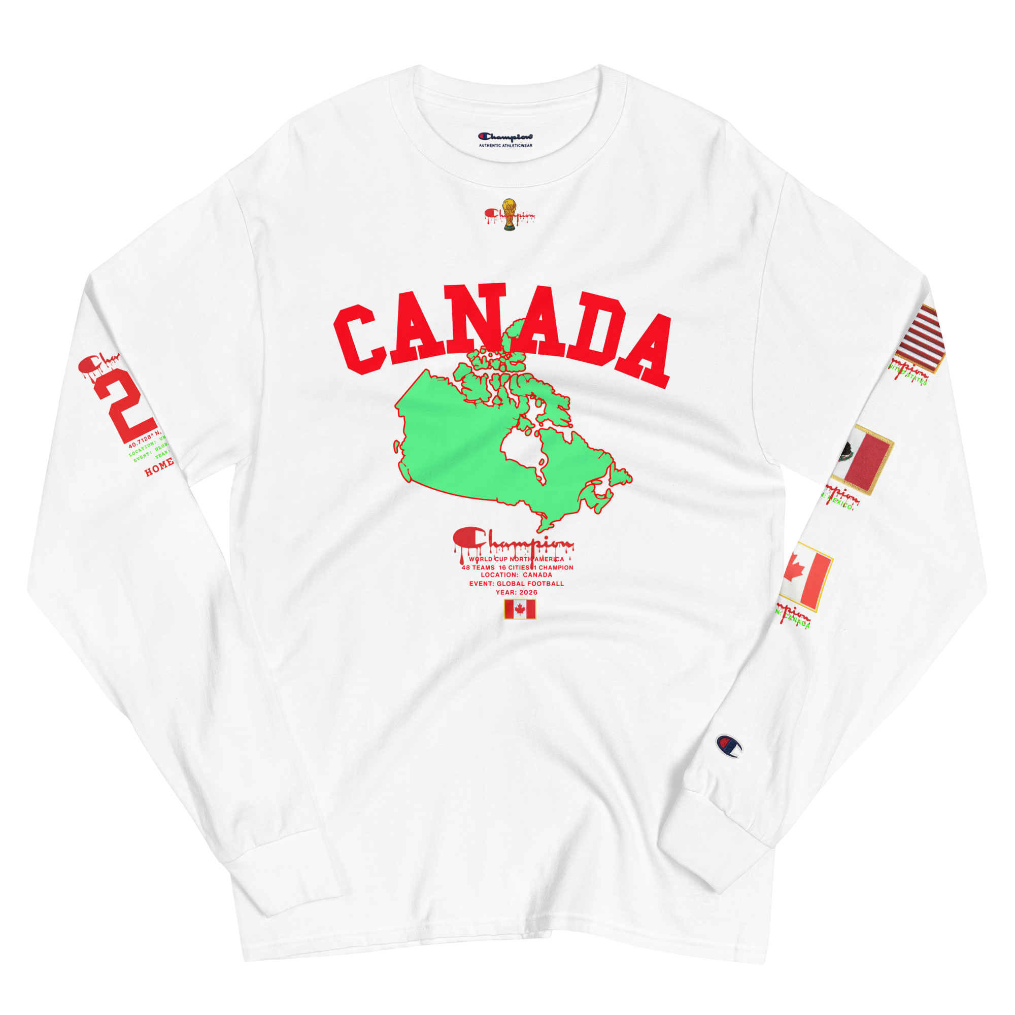 2026 Canada World Cup Flag Champion Long Sleeve