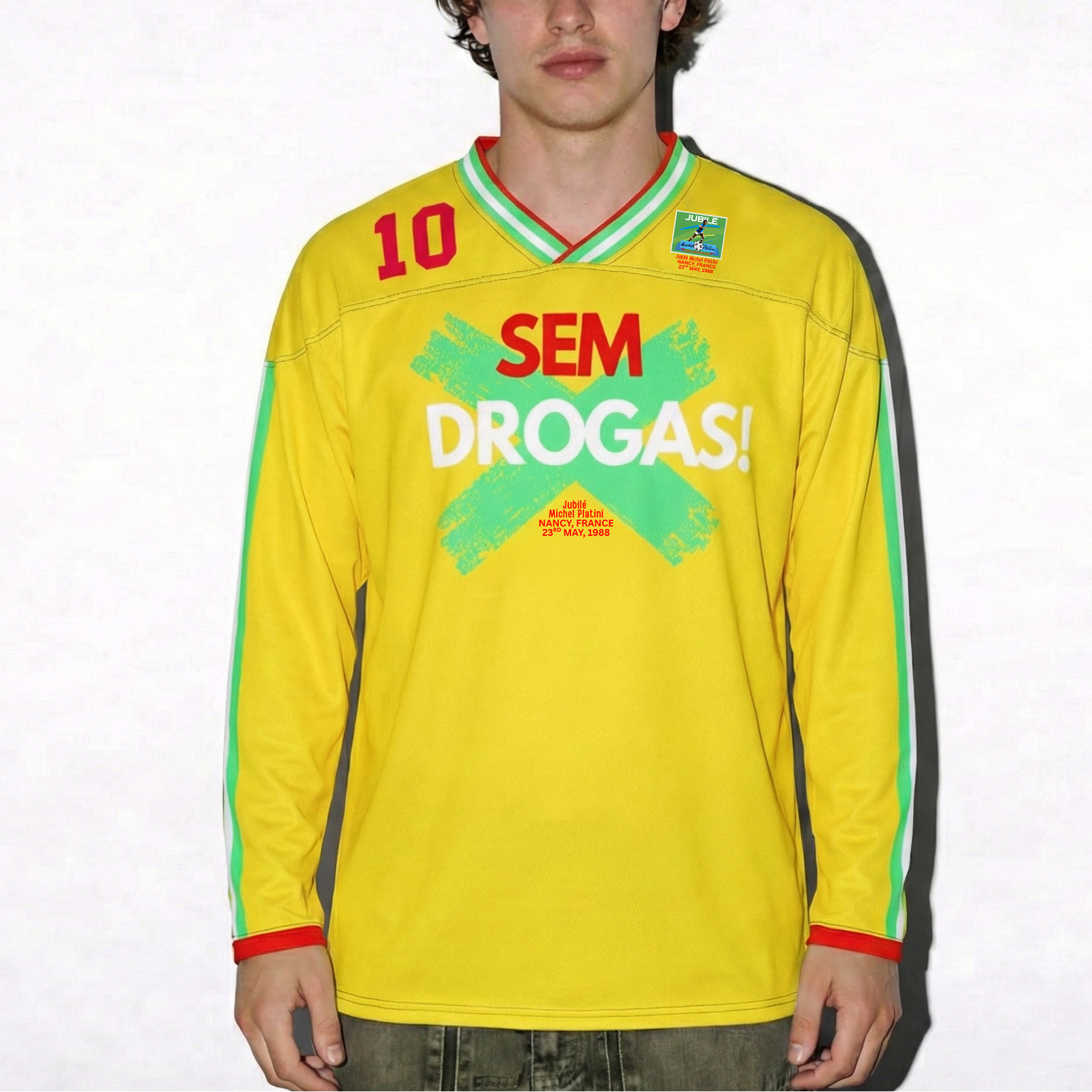 Pele 1988 'No Drug' Brazil Long Sleeve Jersey - White